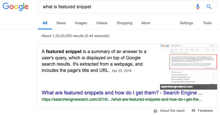 redefining seo - featured snippet